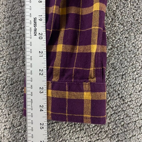 Duluth Trading Co Flannel Shirt Women's 2XL Cotton Purple Yellow Check Plaid - Picture 11 of 11